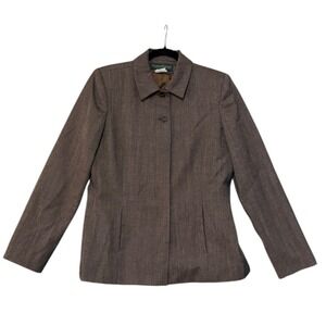 VTG Harve Benard Brown Herringbone 100% Wool Blazer Jacket Y2K Academia Sz 8
